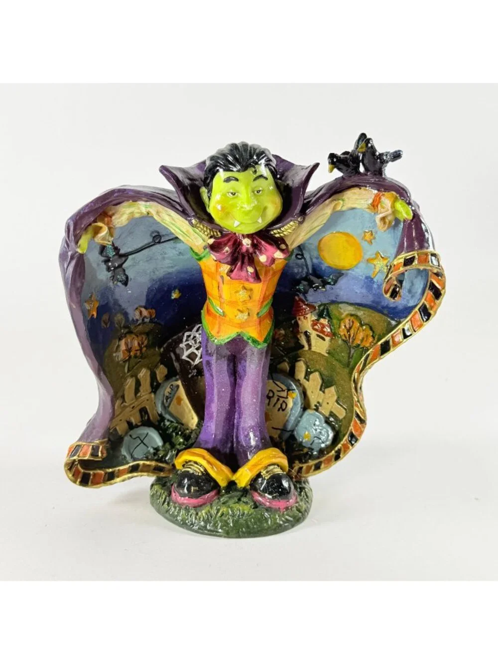 Vintage Whimsical Vampire Halloween Figurine Gothic Graveyard 9
